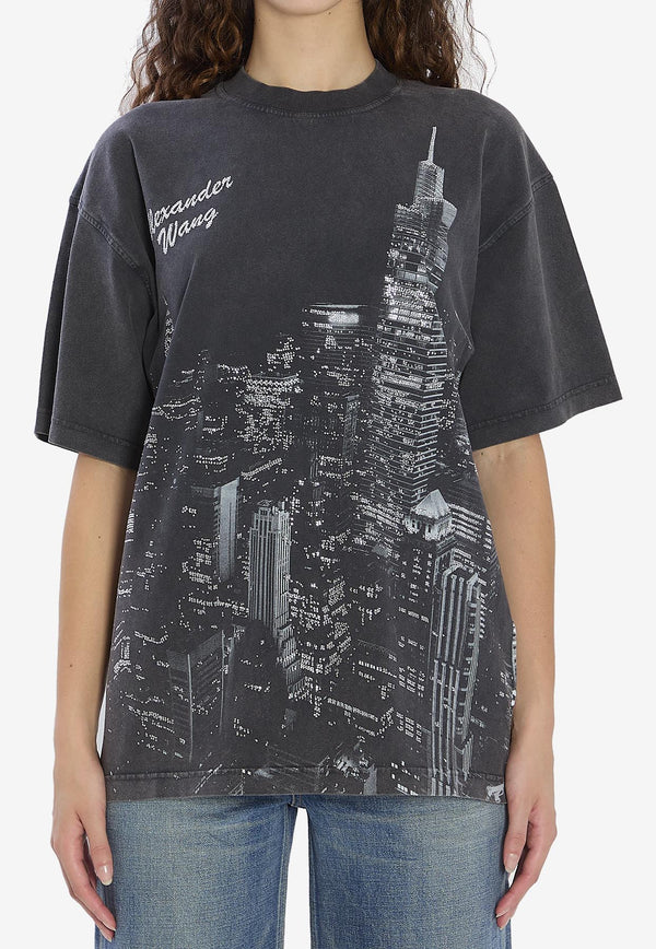 Alexander Wang New York Skyline Print T-shirt Black UCC3251843--011