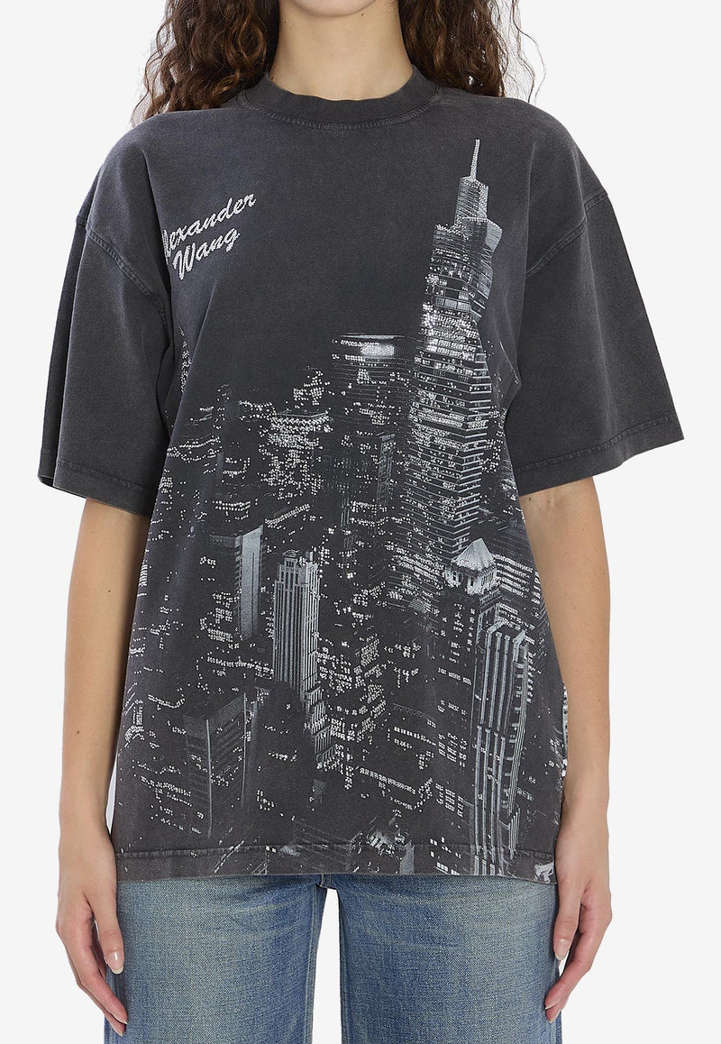 Alexander Wang New York Skyline Print T-shirt Black UCC3251843--011