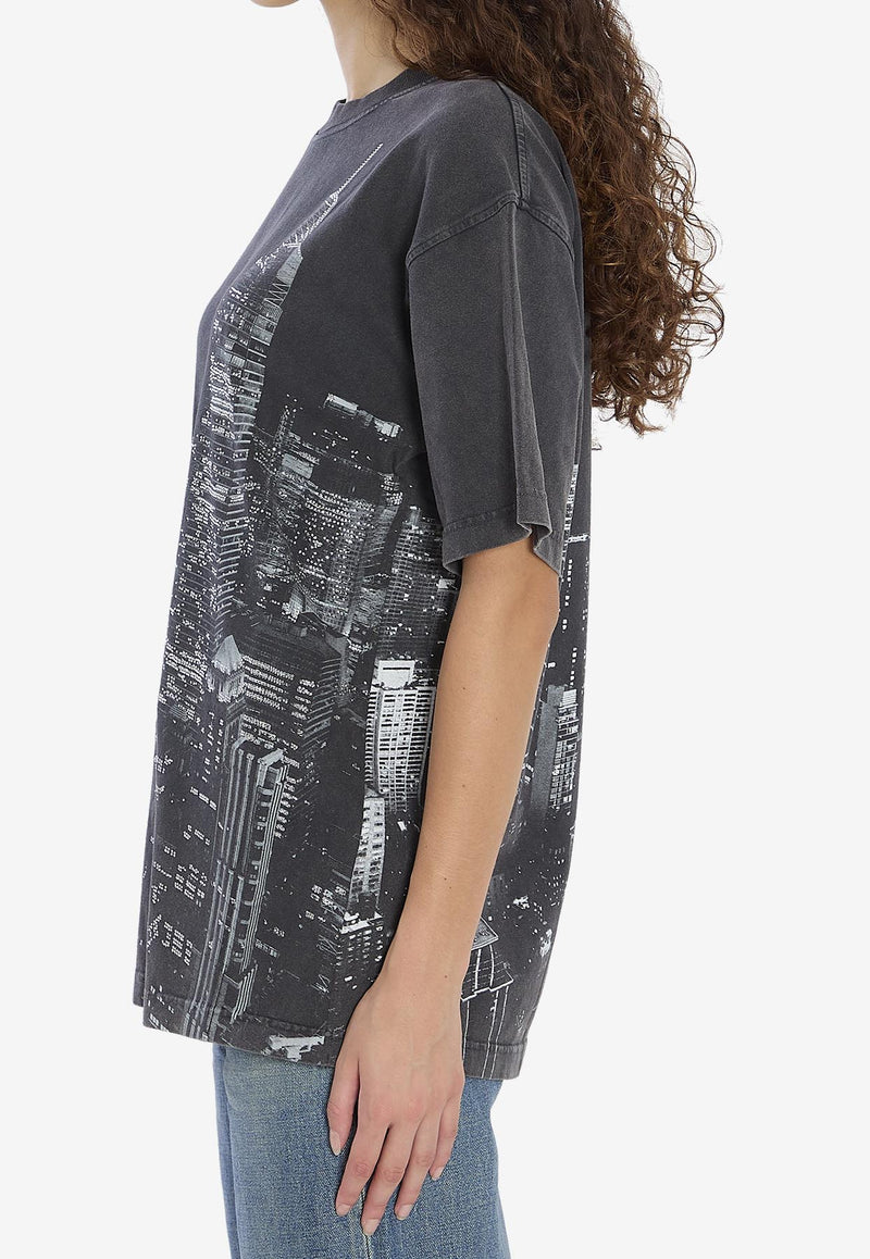 Alexander Wang New York Skyline Print T-shirt Black UCC3251843--011