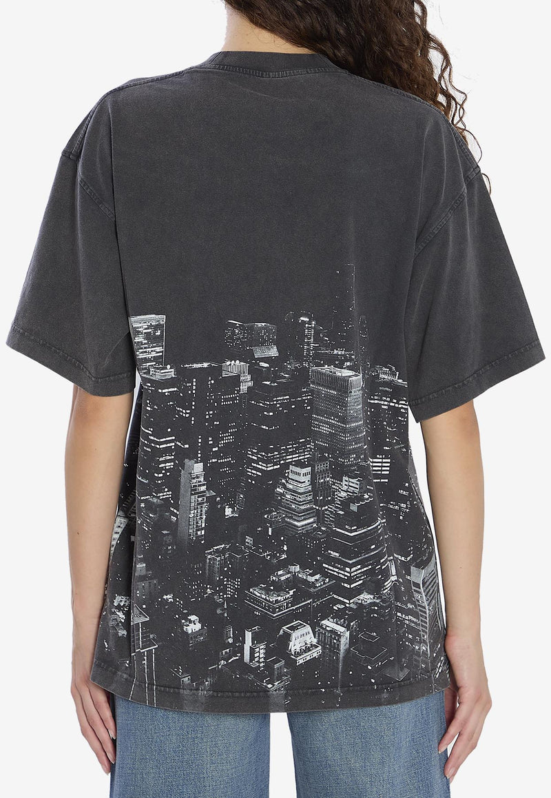 Alexander Wang New York Skyline Print T-shirt Black UCC3251843--011