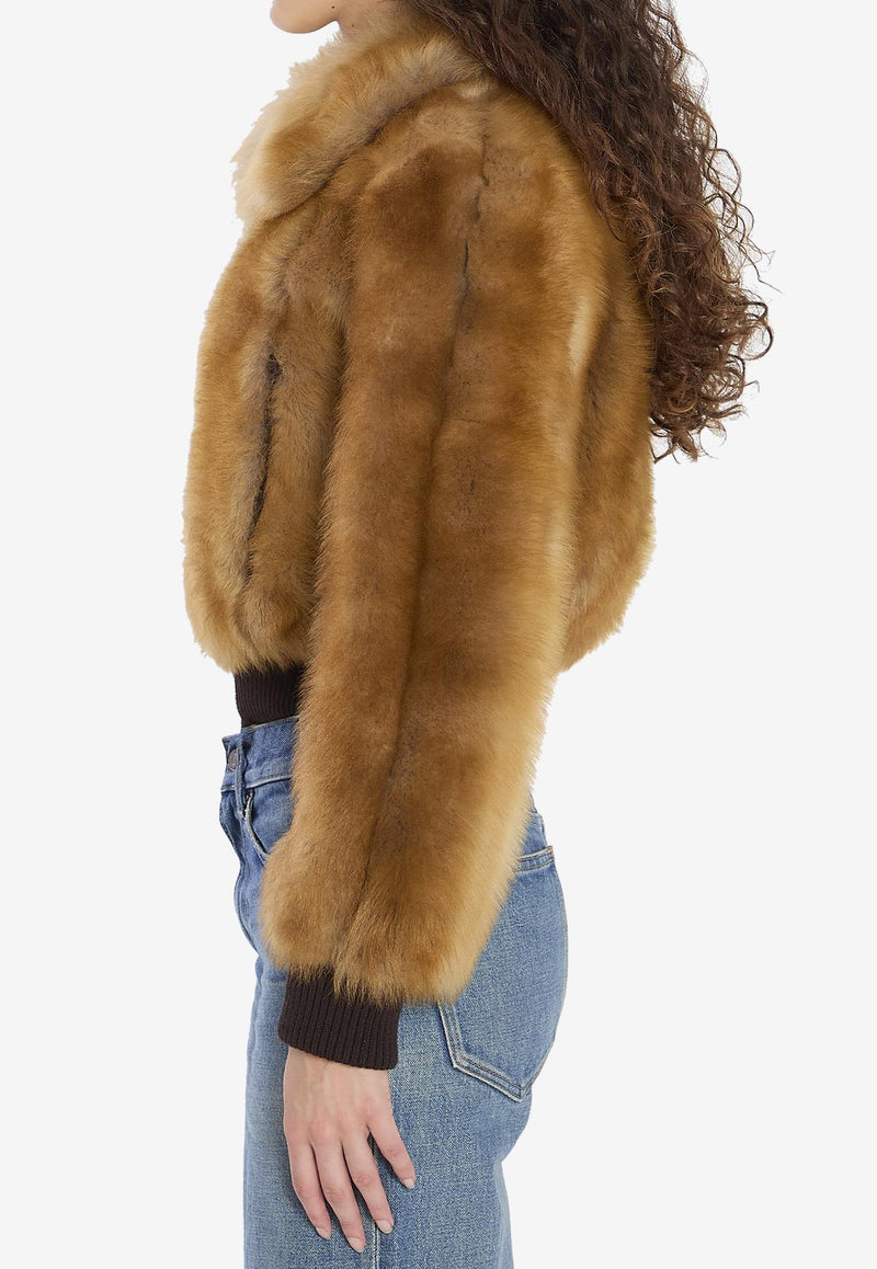 Saint Laurent Shearling Zip-Up Jacket Beige 836494-YF2BV-9621