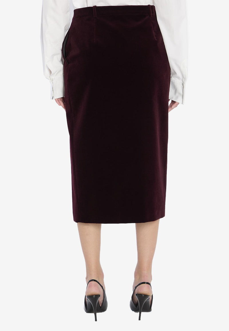 Saint Laurent Wrap Velvet Skirt Burgundy 826769-Y615W-6500