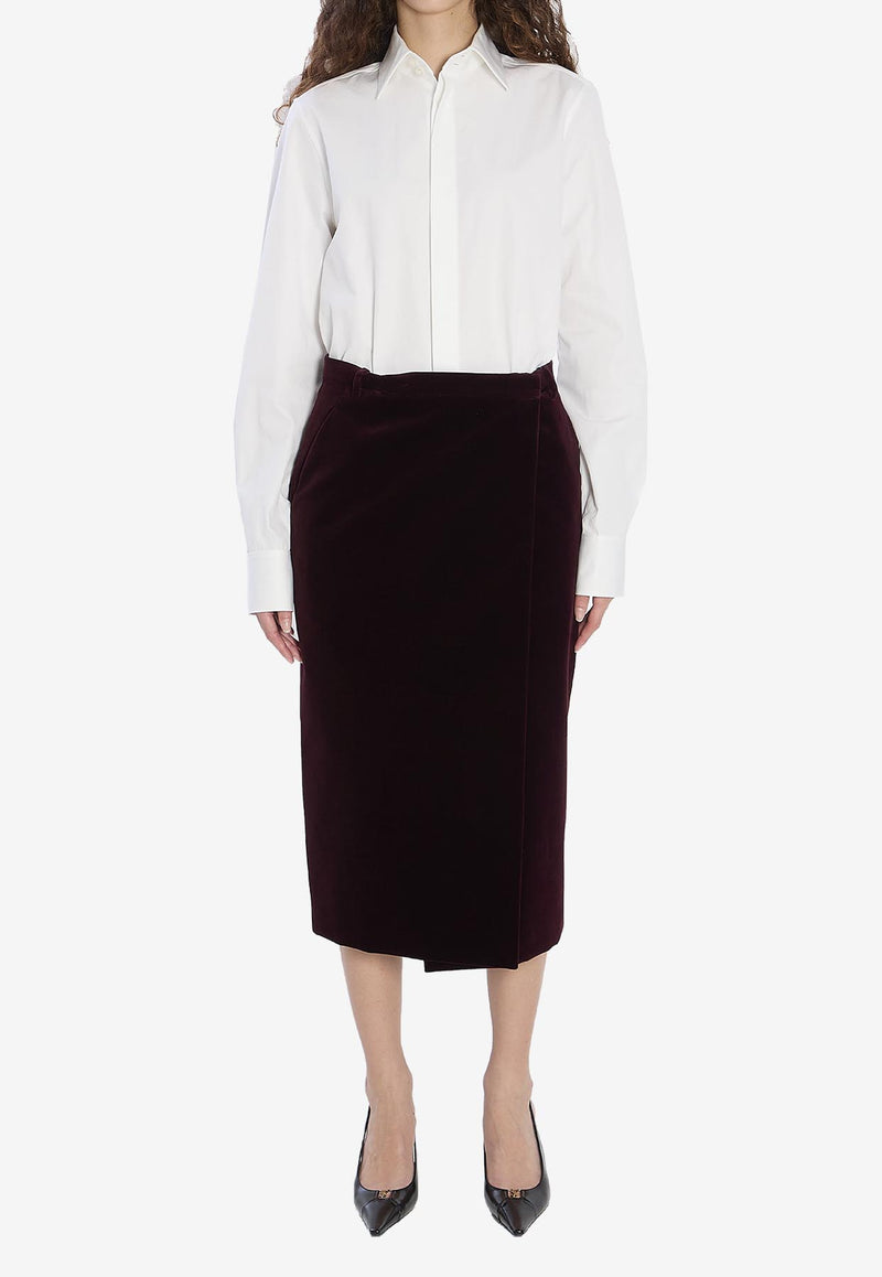 Saint Laurent Wrap Velvet Skirt Burgundy 826769-Y615W-6500