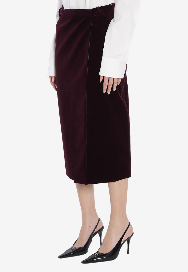 Saint Laurent Wrap Velvet Skirt Burgundy 826769-Y615W-6500