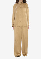 Balenciaga Satin Long-Sleeved Striped Shirt Beige 841012-TSLA6-2684