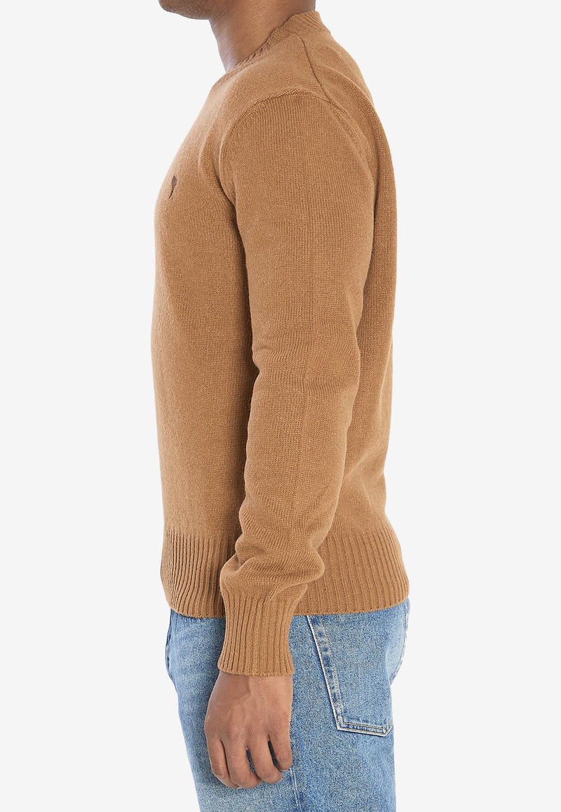 AMI PARIS Ami De Coeur Cashmere Wool Sweater Brown HKS830-005-216