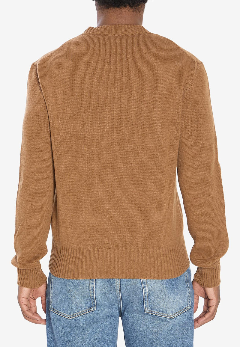 AMI PARIS Ami De Coeur Cashmere Wool Sweater Brown HKS830-005-216