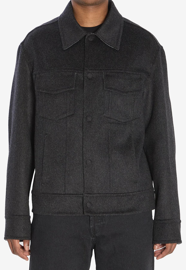 AMI PARIS Trucker Wool Jacket Gray UJK847-WO0009-021