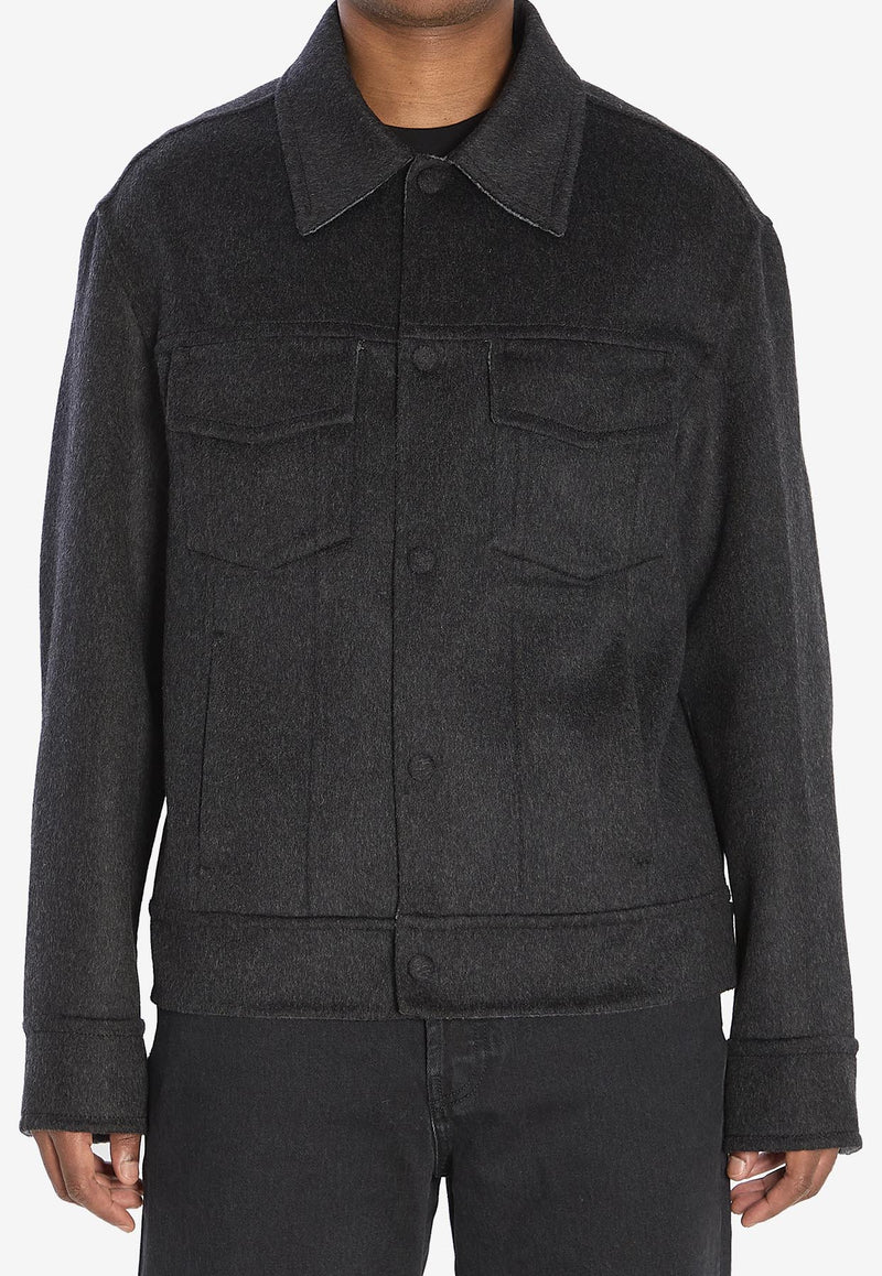 AMI PARIS Trucker Wool Jacket Gray UJK847-WO0009-021