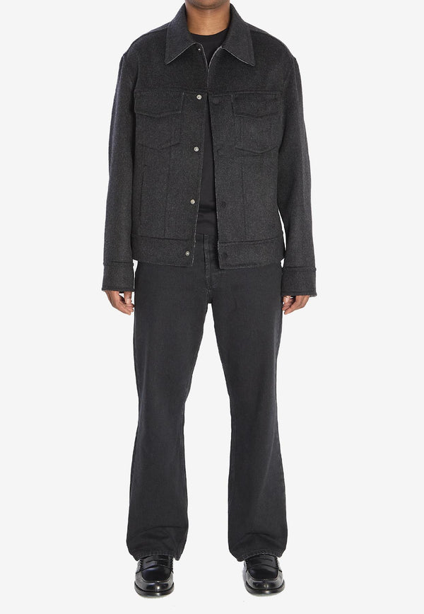 AMI PARIS Trucker Wool Jacket Gray UJK847-WO0009-021