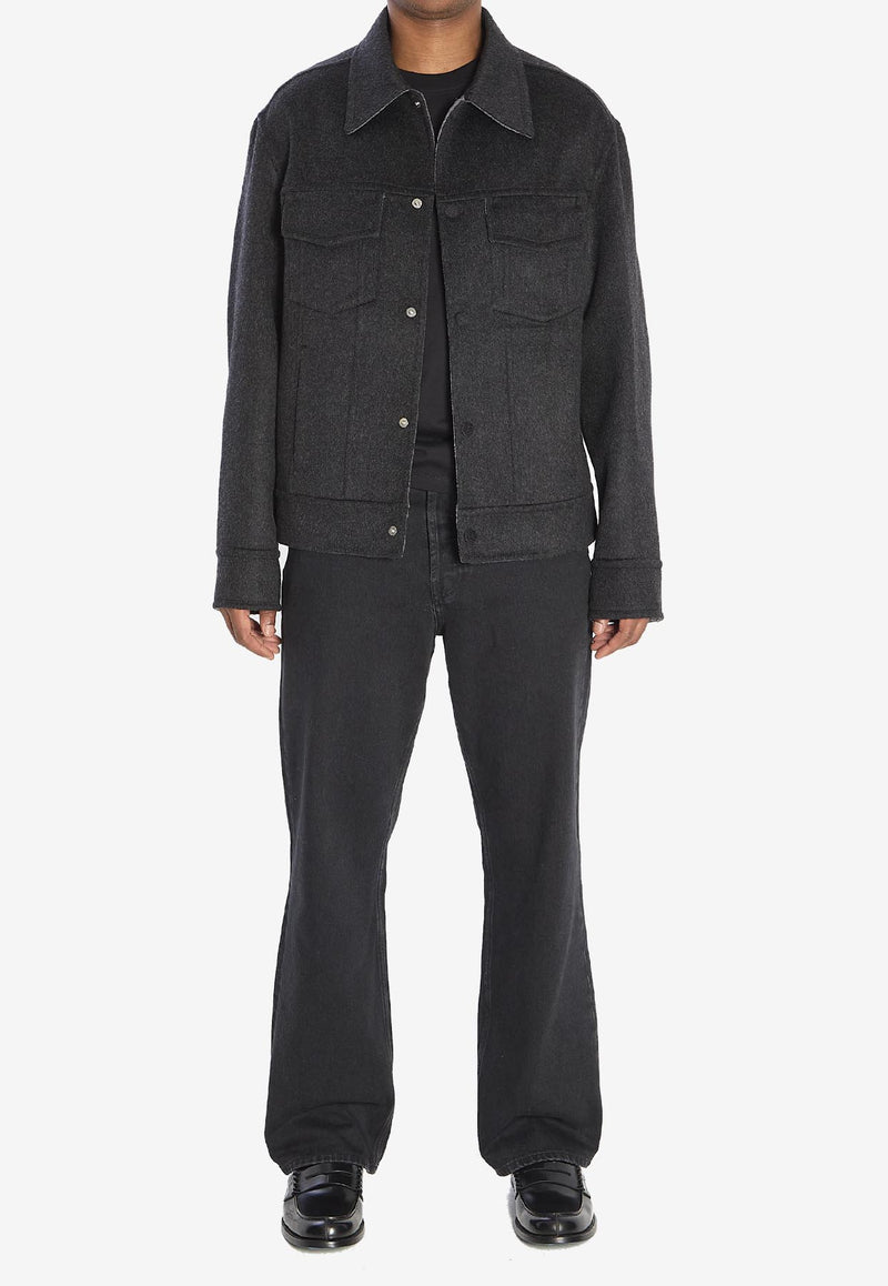 AMI PARIS Trucker Wool Jacket Gray UJK847-WO0009-021