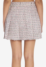 Self-Portrait Pleated Bouclé Mini Skirt Pink AW25048SKA--PINK