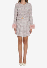 Self-Portrait Pleated Bouclé Mini Skirt Pink AW25048SKA--PINK