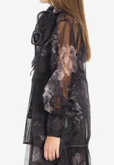 Zimmermann Hypnotic Floral Tulle Blouse Black 5353TF251--GSFLT