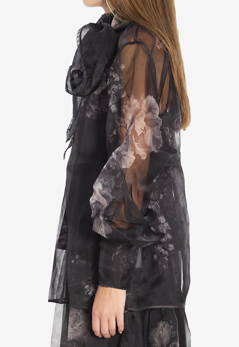 Zimmermann Hypnotic Floral Tulle Blouse Black 5353TF251--GSFLT