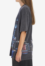 Alexander Wang Shanghai Skyline Print Faded T-shirt Black UCC3251844--011
