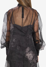 Zimmermann Hypnotic Floral Tulle Blouse Black 5353TF251--GSFLT