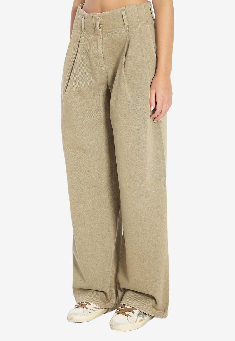 Golden Goose DB Wide-Leg Casual Pants Khaki GWP01203-P002072-15184