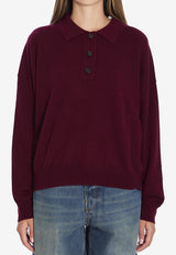 Allude Wool-Blend Polo Sweater Burgundy 17653--68