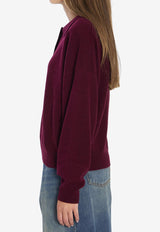 Allude Wool-Blend Polo Sweater Burgundy 17653--68