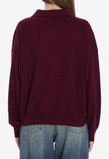Allude Wool-Blend Polo Sweater Burgundy 17653--68