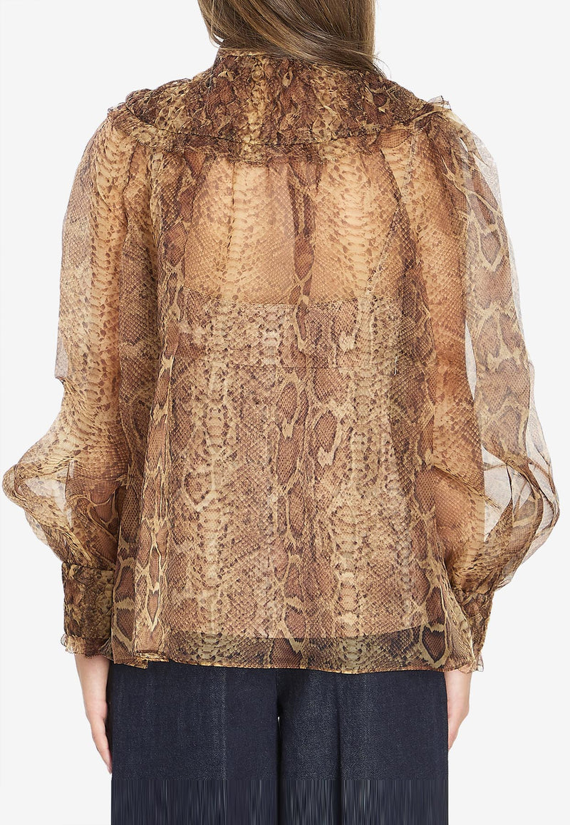 Zimmermann Hypnotic Smocked Long-Sleeved Blouse Beige 6158TF251--TSNK