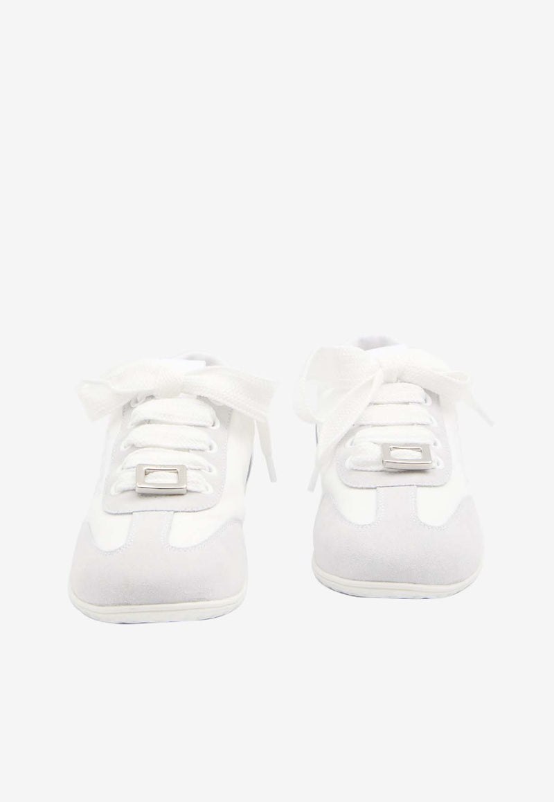 Roger Vivier Viv' Low Satin and Suede Sneakers White RVW79342800-TNM-89JH