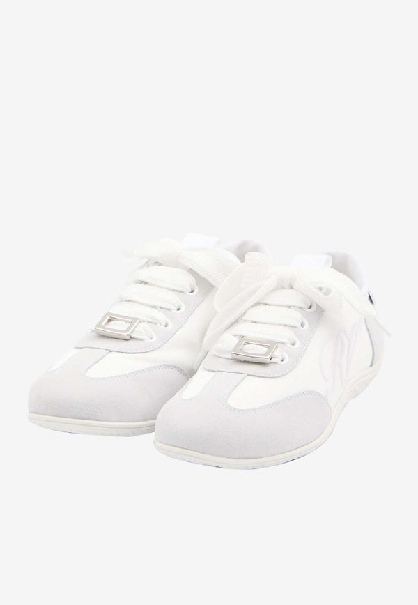 Roger Vivier Viv' Low Satin and Suede Sneakers White RVW79342800-TNM-89JH