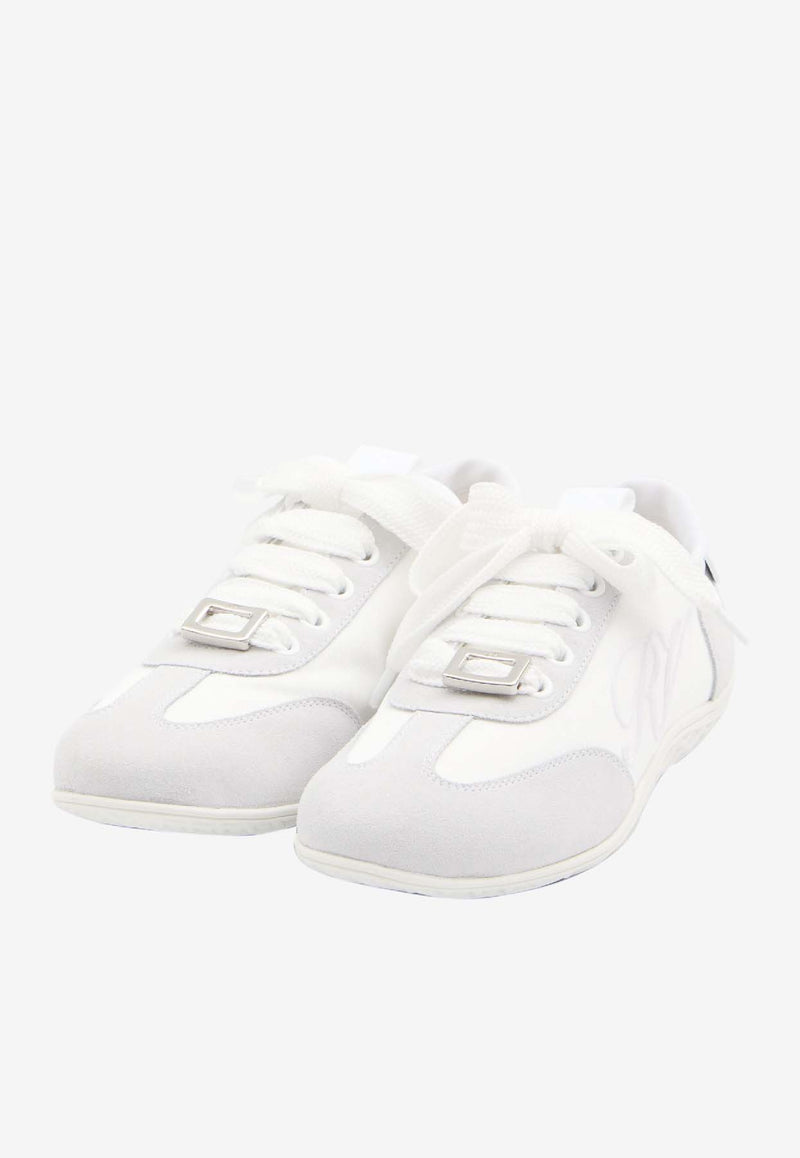 Roger Vivier Viv' Low Satin and Suede Sneakers White RVW79342800-TNM-89JH