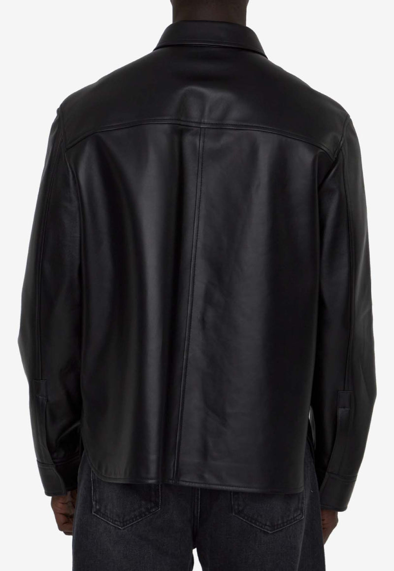 Loewe Leather Buttoned Overshirt Black H526Y31L29--1100