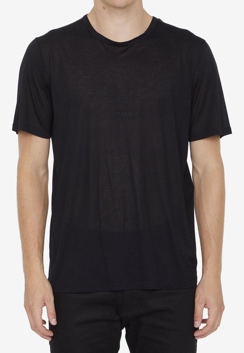 Saint Laurent Cassandre Embroidered T-shirt Black 749102-Y37IL-1000
