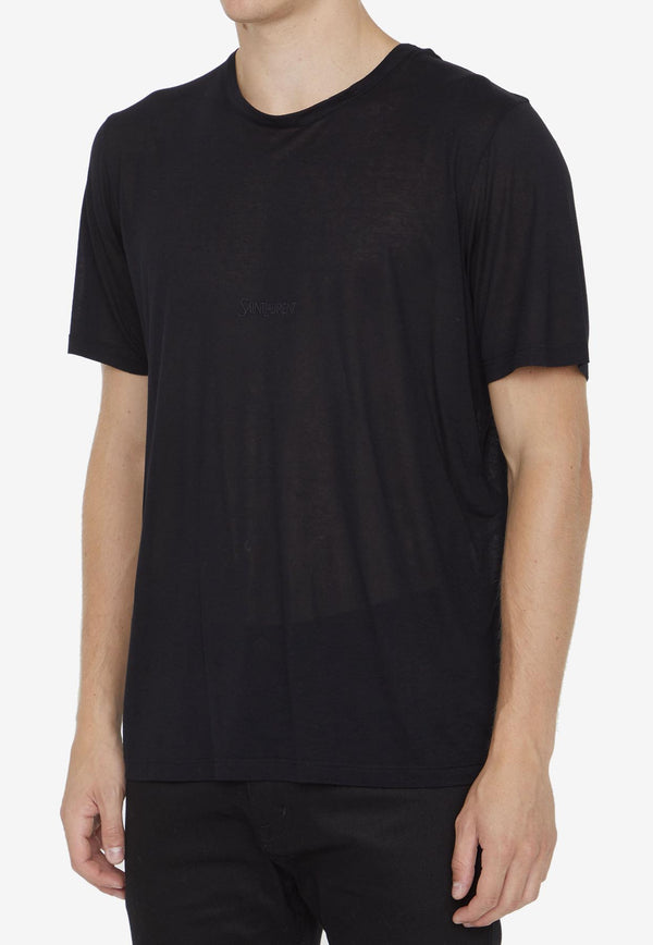 Saint Laurent Cassandre Embroidered T-shirt Black 749102-Y37IL-1000
