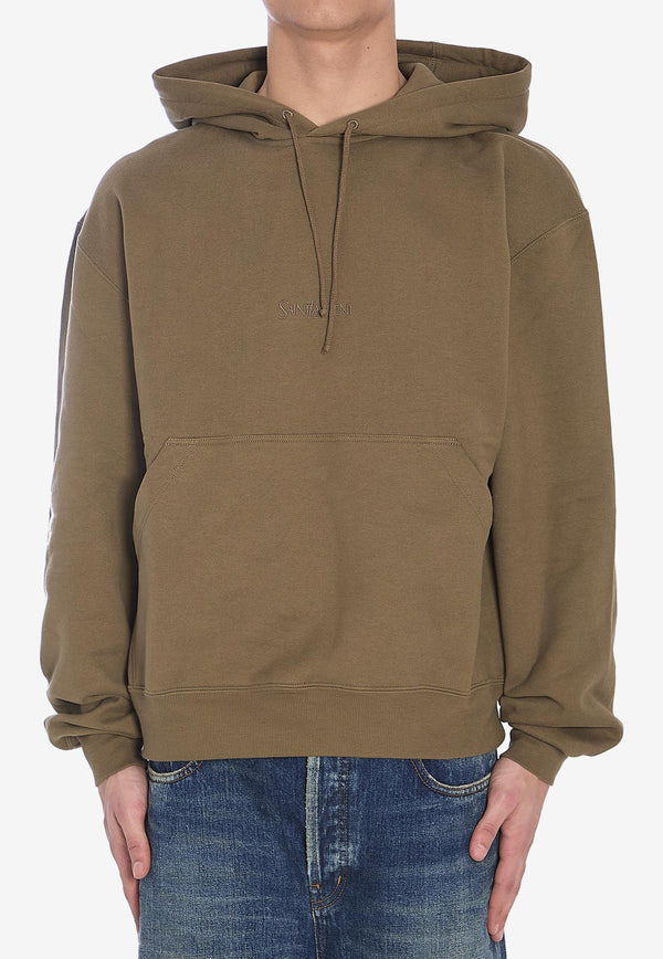 Saint Laurent Logo Embroidered Drawstring Hoodie Green 818538-Y36SW-1301