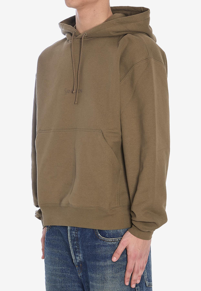 Saint Laurent Logo Embroidered Drawstring Hoodie Green 818538-Y36SW-1301