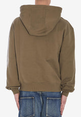 Saint Laurent Logo Embroidered Drawstring Hoodie Green 818538-Y36SW-1301