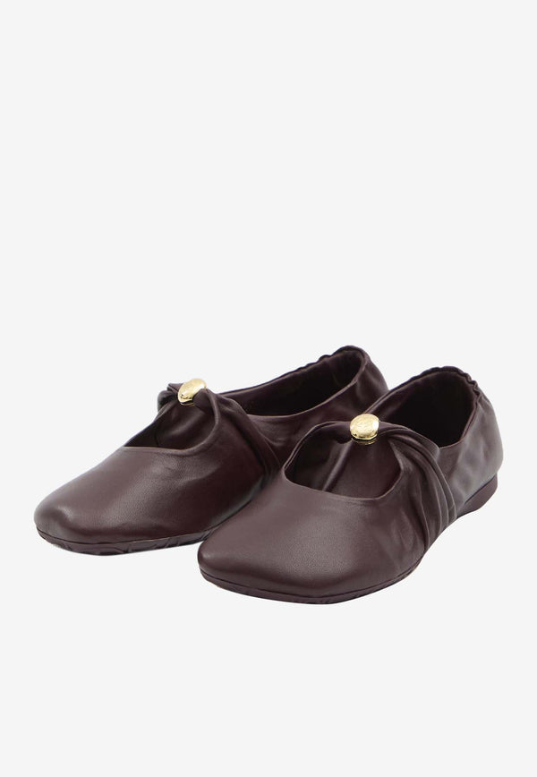 Loewe Pebble Nappa Leather Ballet Flats Bordeaux L815466X46--7110