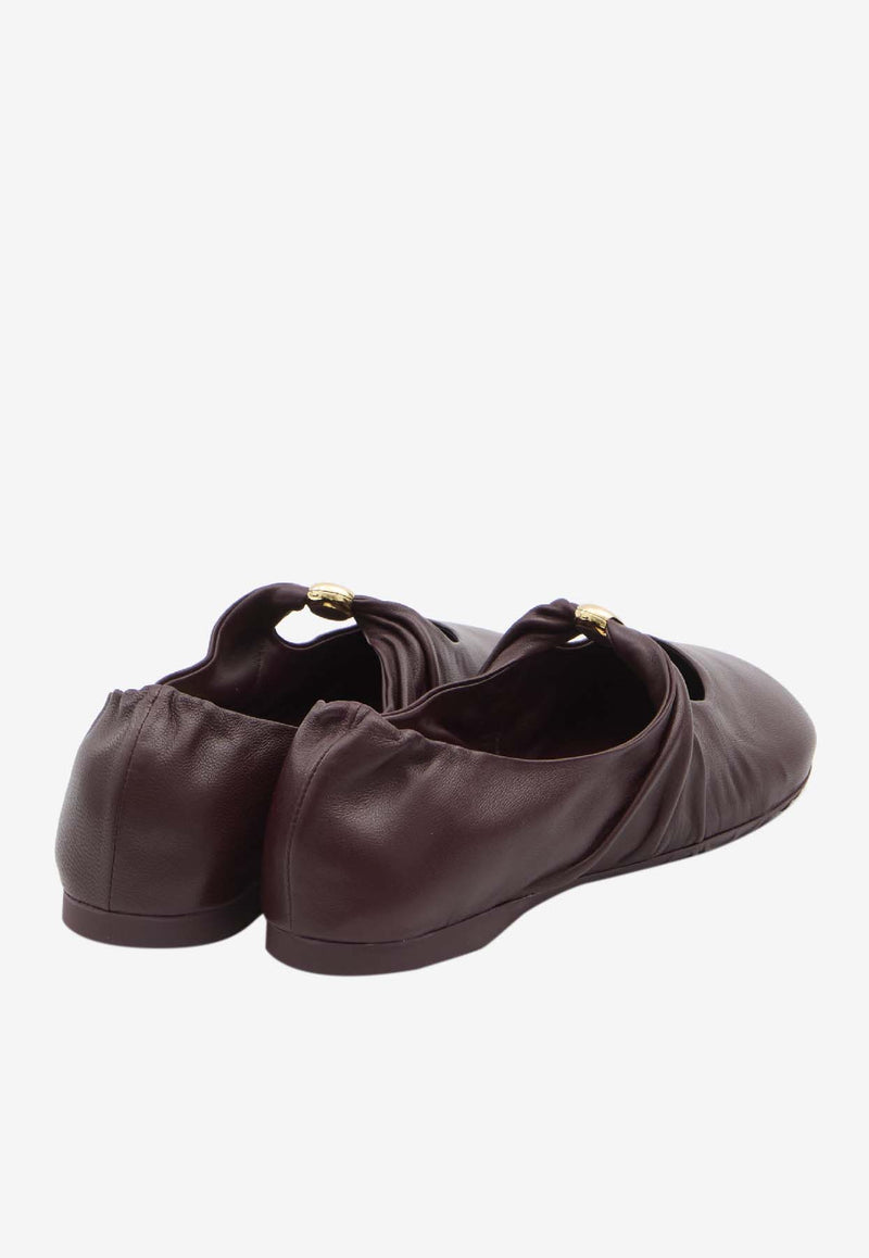 Loewe Pebble Nappa Leather Ballet Flats Bordeaux L815466X46--7110