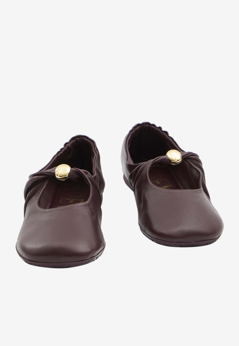 Loewe Pebble Nappa Leather Ballet Flats Bordeaux L815466X46--7110
