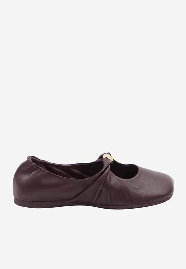 Loewe Pebble Nappa Leather Ballet Flats Bordeaux L815466X46--7110