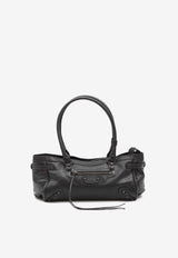 Balenciaga Le City East West Grained Leather Shoulder Bag Black 845704-2ABEK-1000