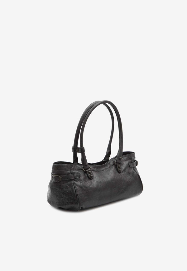 Balenciaga Le City East West Grained Leather Shoulder Bag Black 845704-2ABEK-1000