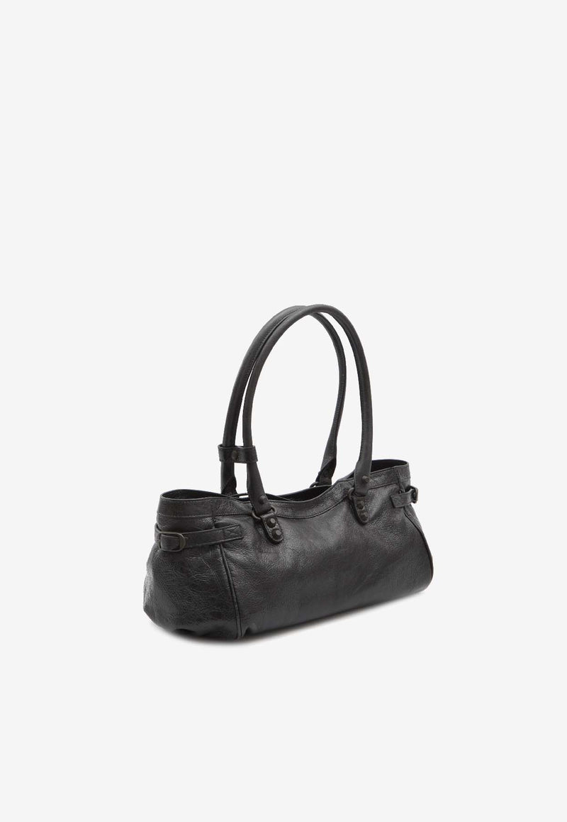 Balenciaga Le City East West Grained Leather Shoulder Bag Black 845704-2ABEK-1000