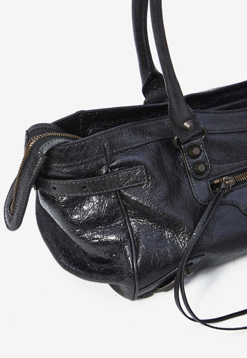 Balenciaga Le City East West Grained Leather Shoulder Bag Black 845704-2ABEK-1000