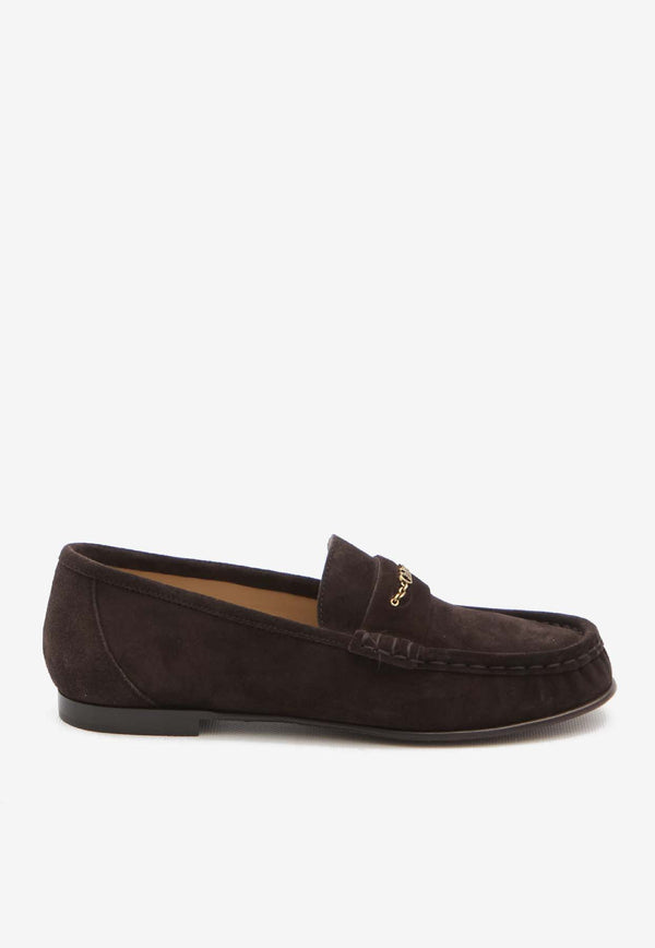 Chloé Chain Suede Loafers Brown CH25W11SUZ--28E