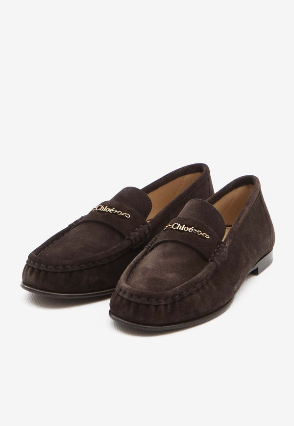 Chloé Chain Suede Loafers Brown CH25W11SUZ--28E