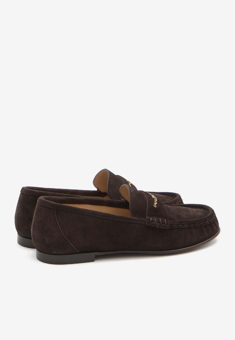 Chloé Chain Suede Loafers Brown CH25W11SUZ--28E