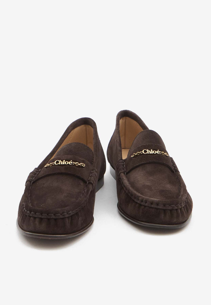 Chloé Chain Suede Loafers Brown CH25W11SUZ--28E