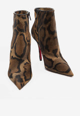 Christian Louboutin Miss Z 90 Animal Print Leather Ankle Boots Brown 3250636-BW1F-BROWN