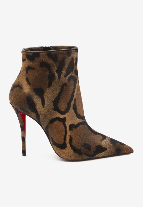 Christian Louboutin Miss Z 90 Animal Print Leather Ankle Boots Brown 3250636-BW1F-BROWN