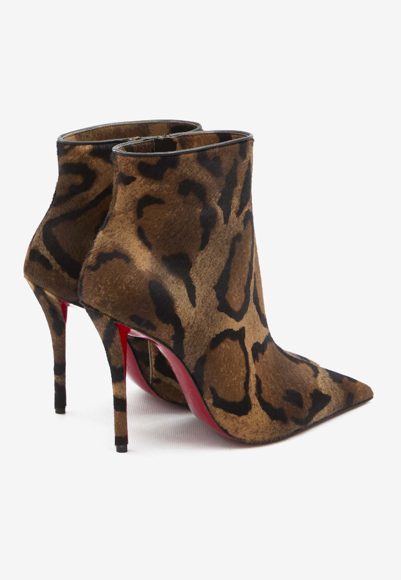 Christian Louboutin Miss Z 90 Animal Print Leather Ankle Boots Brown 3250636-BW1F-BROWN